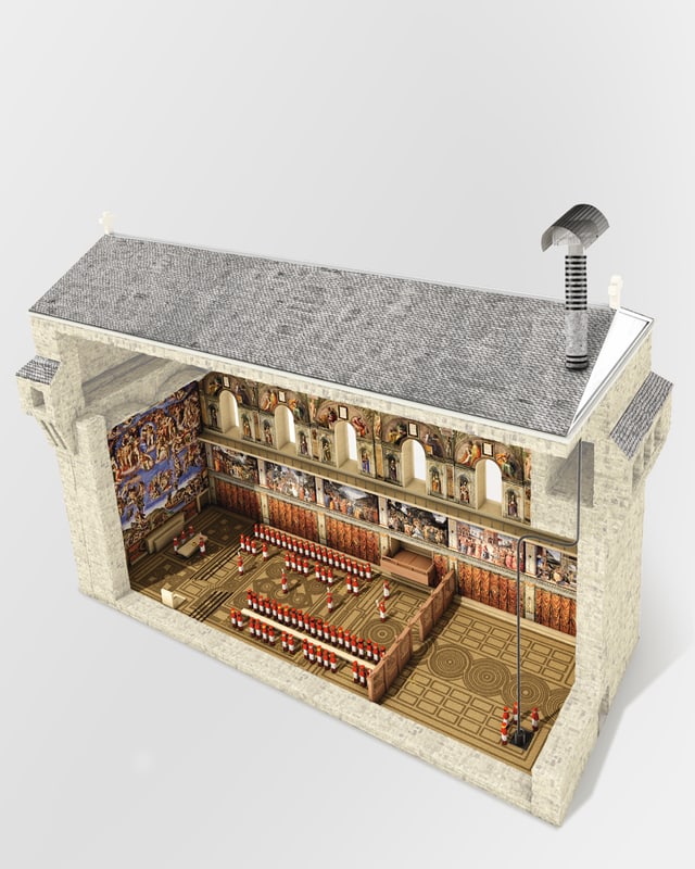 Computergrafik der Sixtinischen Kapelle. Computergrafik der Sixtinischen Kapelle.