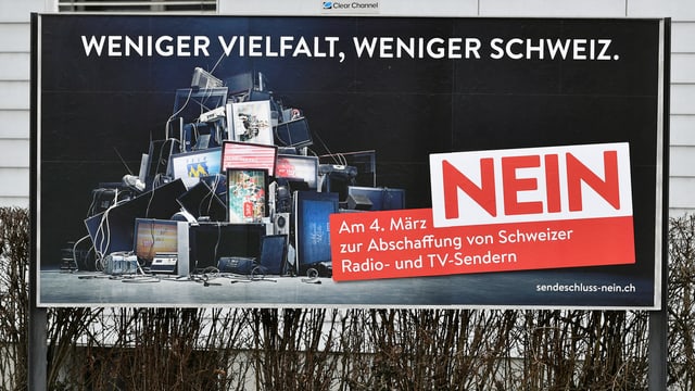 Plakat der Gegner von «No Billag». Plakat der Gegner von «No Billag».