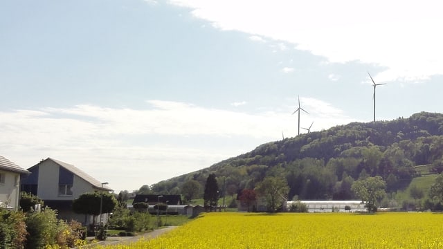 Visualisierung der geplanten Windräder auf dem Chroobach bei Hemishofen. Visualisierung der geplanten Windräder auf dem Chroobach bei Hemishofen.