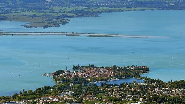 Luftansicht auf die Stadt Lindau am Bodensee