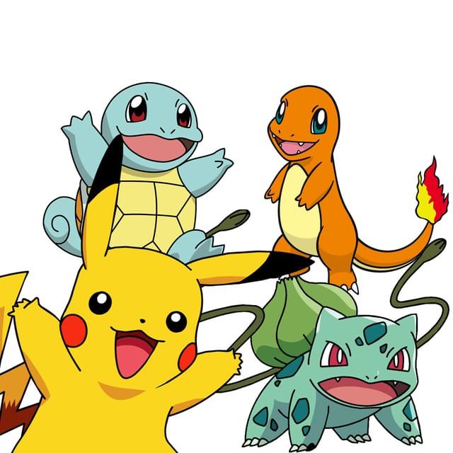 Shiggy, Glumanda, Pikachu und Bisasam Shiggy, Glumanda, Pikachu und Bisasam