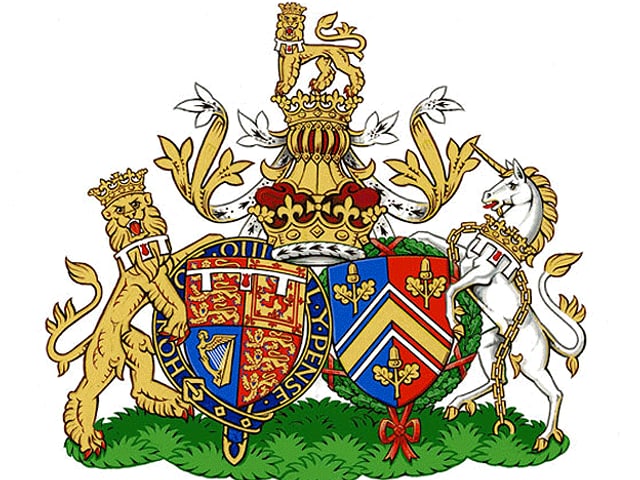 Wappenkombination von Williams und Kates bisherigen Wappen Wappenkombination von Williams und Kates bisherigen Wappen