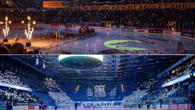 Fans von Bern und Zug. Fans von Bern und Zug.