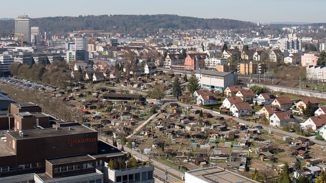 Heute stehen im Gebiet, auf dem die Stadt Zürich neue Wohnungen bauen will, noch Schrebergartenhäuschen. Heute stehen im Gebiet, auf dem die Stadt Zürich neue Wohnungen bauen will, noch Schrebergartenhäuschen.