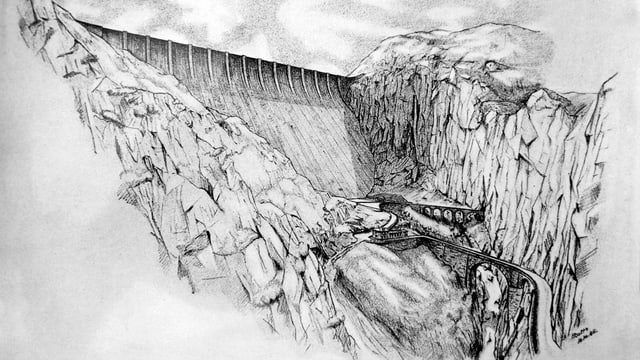Visualisierung der Staumauer ob der Teufelsbrücke Visualisierung der Staumauer ob der Teufelsbrücke