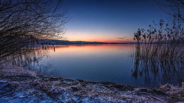 Abendstimmung bei eisiger Kälte. Abendstimmung bei eisiger Kälte.