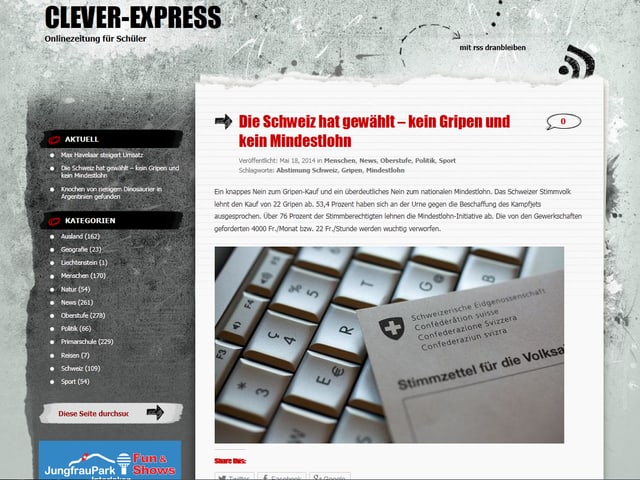 Die Webseite der Online-Zeitung «Clever-Express» im Internet.