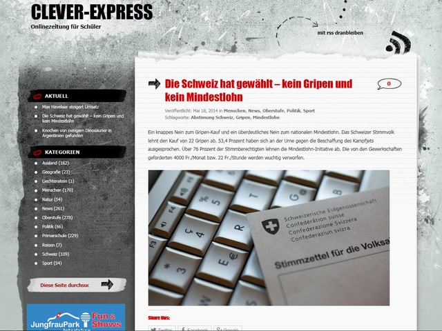 Die Webseite der Online-Zeitung «Clever-Express» im Internet. Die Webseite der Online-Zeitung «Clever-Express» im Internet.