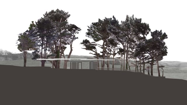Computerbild des Architekturprojekts «Secular Retreat». Computerbild des Architekturprojekts «Secular Retreat».