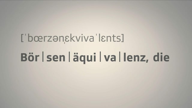 Schriftzug Börsenäquivalenz Schriftzug Börsenäquivalenz