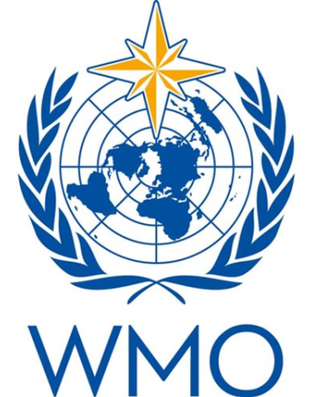 WMO Logo. Blauer Kranz um die vereinten Nationen WMO Logo. Blauer Kranz um die vereinten Nationen