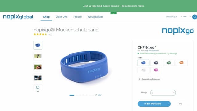 Screenshot von nopixglobal.com - Plastikarmband blau Screenshot von nopixglobal.com - Plastikarmband blau