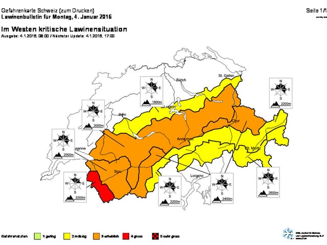 Im südwestlichen Wallis herrscht grosse Lawinengefahr! Im südwestlichen Wallis herrscht grosse Lawinengefahr!