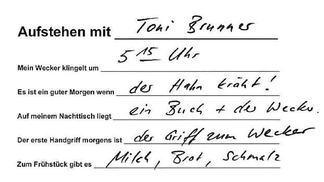 Handschrift von Toni Brunner. Handschrift von Toni Brunner.