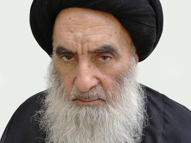 Porträt von Ali al-Sistani. Porträt von Ali al-Sistani.