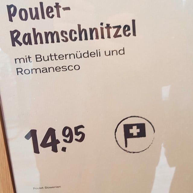 Werbeschild aus Coop-Restaurant Werbeschild aus Coop-Restaurant