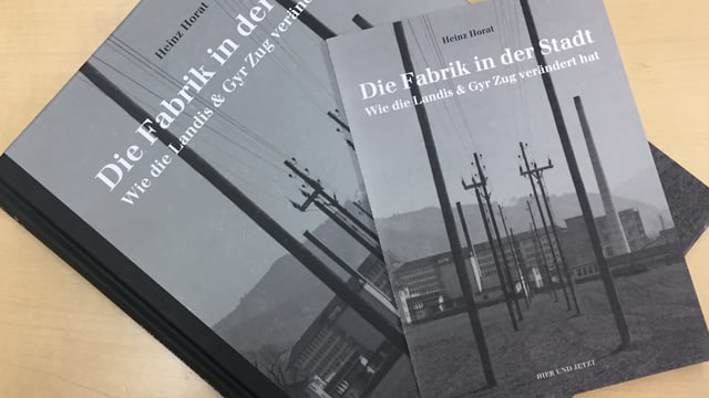 Das grau-schwarze Buch «Die Fabrik in der Stadt» auf einem Tisch. Das grau-schwarze Buch «Die Fabrik in der Stadt» auf einem Tisch.