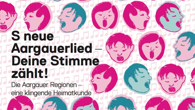Flyer mit vielen Köpfen und dem Schriftzug: "s'neue Aargauerlied - Deine Stimme zählt!" Flyer mit vielen Köpfen und dem Schriftzug: "s'neue Aargauerlied - Deine Stimme zählt!"