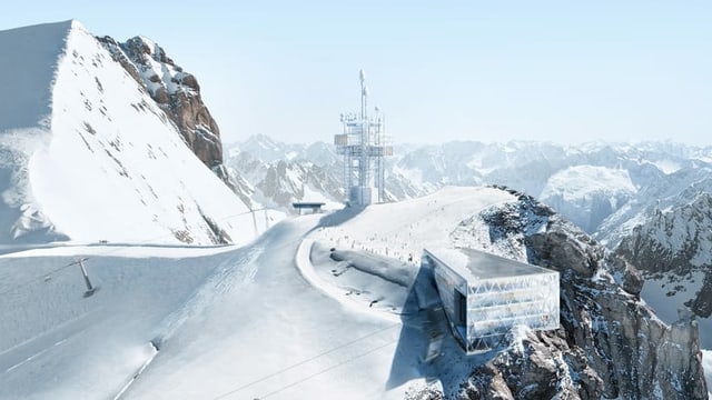 Berggipfel des Titlis mit der geplanten neuen Bergstation. Berggipfel des Titlis mit der geplanten neuen Bergstation.