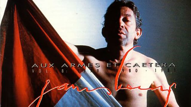 Serge Gainsbourg mit der französischen Flagge. Serge Gainsbourg mit der französischen Flagge.