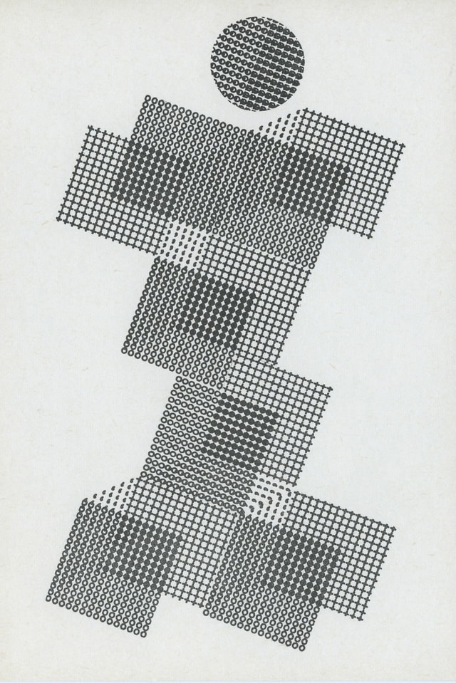 Vierecke und ein Kreis aus mit einer Schreibmaschine getippten Buchstaben Vierecke und ein Kreis aus mit einer Schreibmaschine getippten Buchstaben