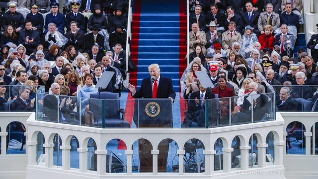Trump bei seiner Rede zur Amtseinführung. Trump bei seiner Rede zur Amtseinführung.