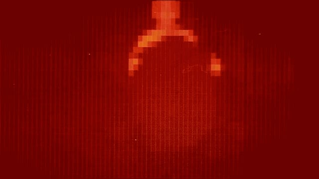 Eine Rastergrafik zeigt in roten, orangen und gelben Pixeln die Sicht von Yul Brynners mechanischem Revolverhelden aus dem Film «Westworld». Eine Rastergrafik zeigt in roten, orangen und gelben Pixeln die Sicht von Yul Brynners mechanischem Revolverhelden aus dem Film «Westworld».