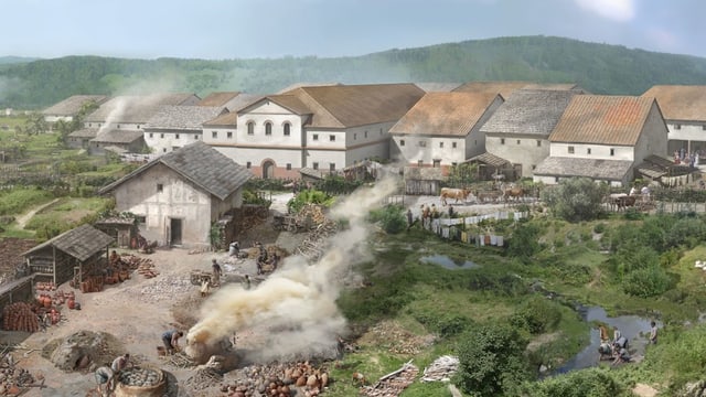 Zeichung von Häusern und Handwerksbetrieben. Zeichung von Häusern und Handwerksbetrieben.
