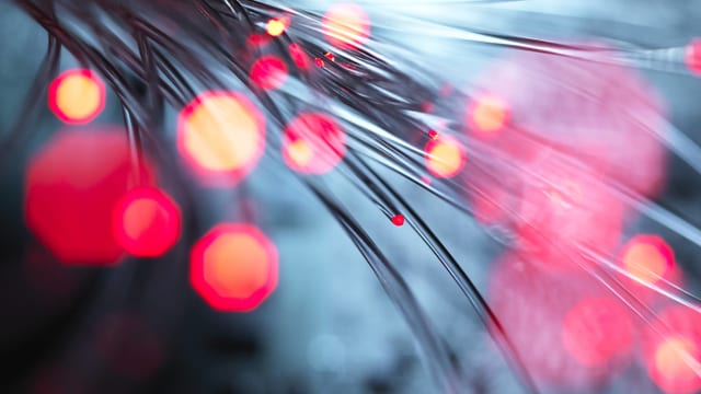 Symbolbild: Glasfaser-Kabel mit Licht. Symbolbild: Glasfaser-Kabel mit Licht.