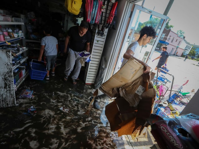 Cleanup at a New York store.