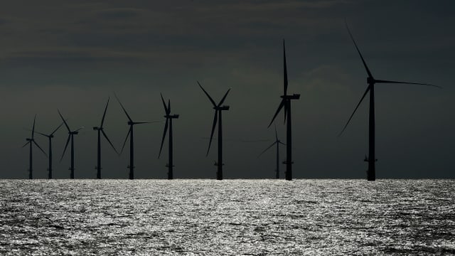Eine Windfarm im Meer. Eine Windfarm im Meer.