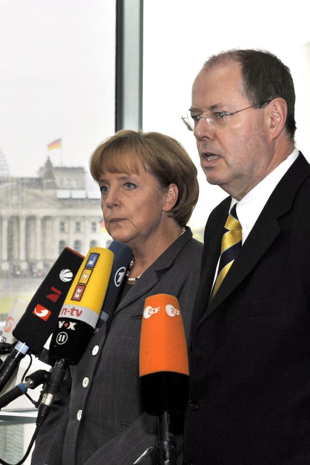 Angela Merkel und Peer Steinbrück am 5.10.2008 Angela Merkel und Peer Steinbrück am 5.10.2008