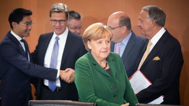 Kanzlerin Angela Merkel bei der letzten Kabinettssitzung vor der Wahl am Sonntag. Kanzlerin Angela Merkel bei der letzten Kabinettssitzung vor der Wahl am Sonntag.