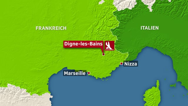Carta da la Frantscha cun nudà il lieu Digne-les-Bains Carta da la Frantscha cun nudà il lieu Digne-les-Bains