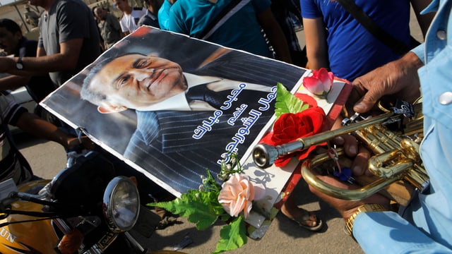 Poster des gestürzten Machthabers Hosni Mubarak. Poster des gestürzten Machthabers Hosni Mubarak.