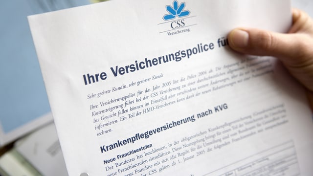 Person liest Versicherungspolice. Person liest Versicherungspolice.