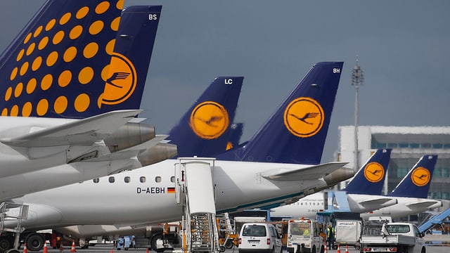 Heckflügel von Lufthansa-Maschinen Heckflügel von Lufthansa-Maschinen