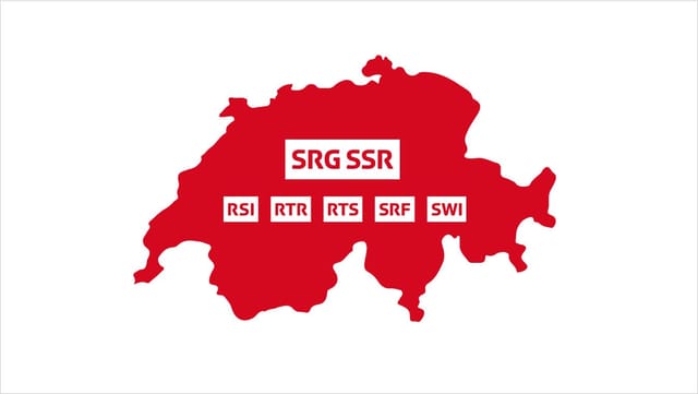 Grafik der Schweiz mit den jeweiligen Logos der Unternehmenseinheiten der SRG SSR Grafik der Schweiz mit den jeweiligen Logos der Unternehmenseinheiten der SRG SSR