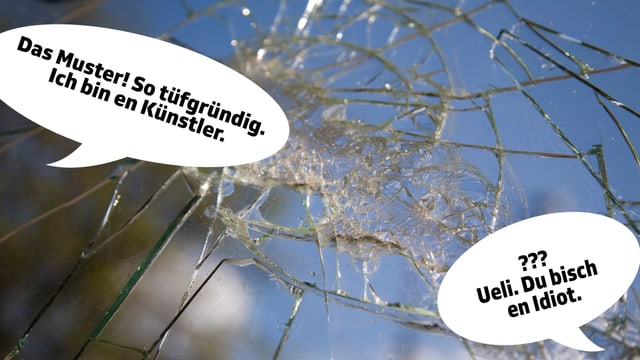 Autoscheibe mit Rissen. Autoscheibe mit Rissen.