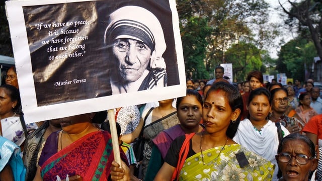 Mutter Teresa auf einem Plakat Mutter Teresa auf einem Plakat