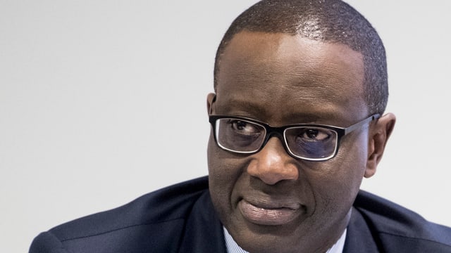 Grossaufahme von Tidjane Thiam. Grossaufahme von Tidjane Thiam.