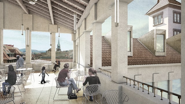 Visualisierung gedeckte Terrasse mit offenen Seiten Visualisierung gedeckte Terrasse mit offenen Seiten