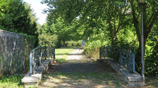 Brücke mit Weg im Park Brücke mit Weg im Park