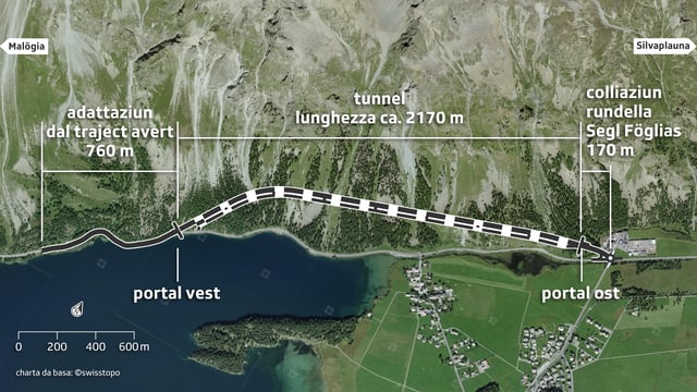 Carta da satellit cun inditgà tunnel. Carta da satellit cun inditgà tunnel.