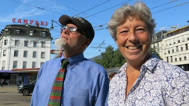 Barbara Schwickert und Bruno Moser diskutieren über die Baustellen in Biel (6.9.2016)