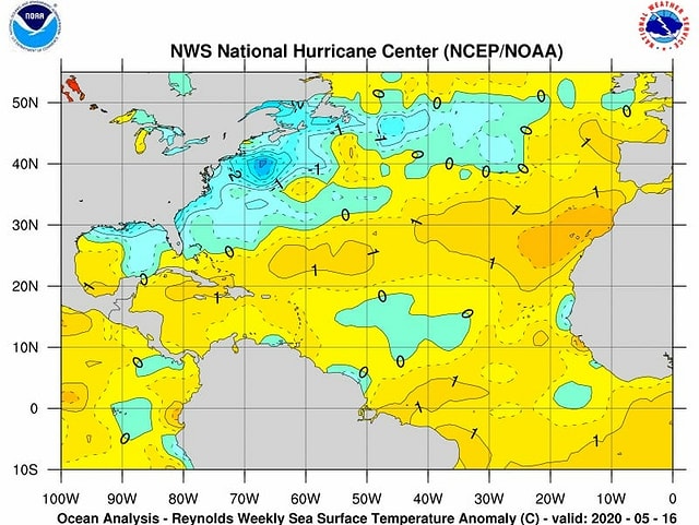 Wasseroberflächentemperaturen Zentralatlantik und Karibik. Wasseroberflächentemperaturen Zentralatlantik und Karibik.