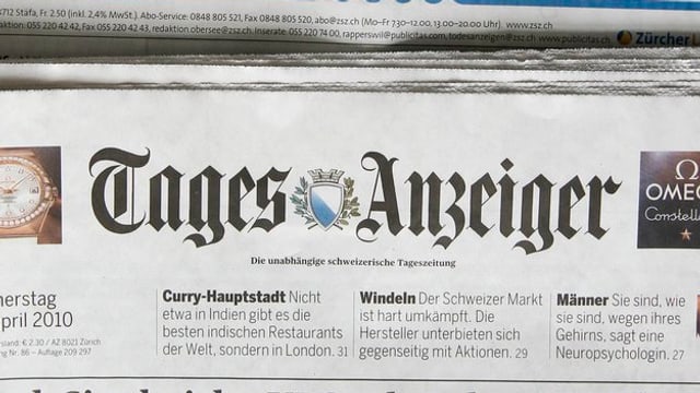 Titelseite Tages Anzeiger Titelseite Tages Anzeiger