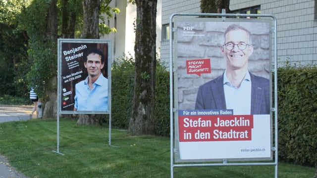 Wahlplakate zweier Politiker. Wahlplakate zweier Politiker.