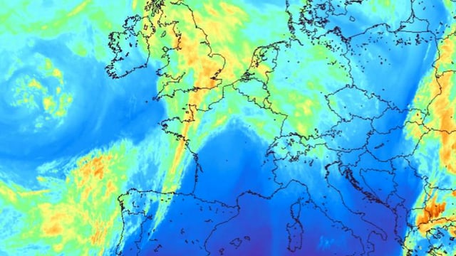 Satellitenbild von Europa im Infrarotbereich mit Wolken von der Schweiz bis nach Grossbritannien. Satellitenbild von Europa im Infrarotbereich mit Wolken von der Schweiz bis nach Grossbritannien.
