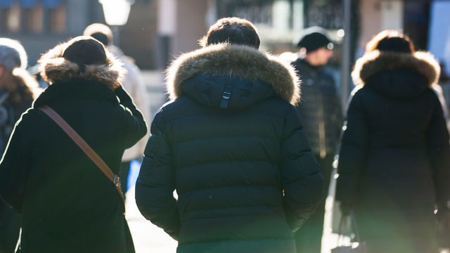Leute mit einer Jacke mit einem Pelzkragen. Leute mit einer Jacke mit einem Pelzkragen.
